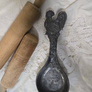 Lenox Silver Rooster Spoon with Wooden Rolling Pins